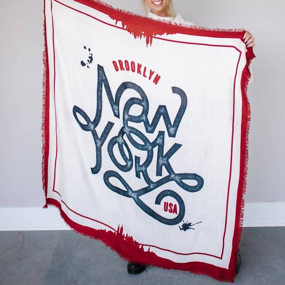 NEW PRETTY SIMPLE unique brooklyn new york shawl wrap blanket in red